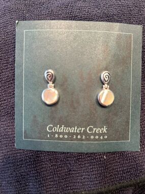Coldwater Creek Silver-Tone Earrings with Pale Pink Discs